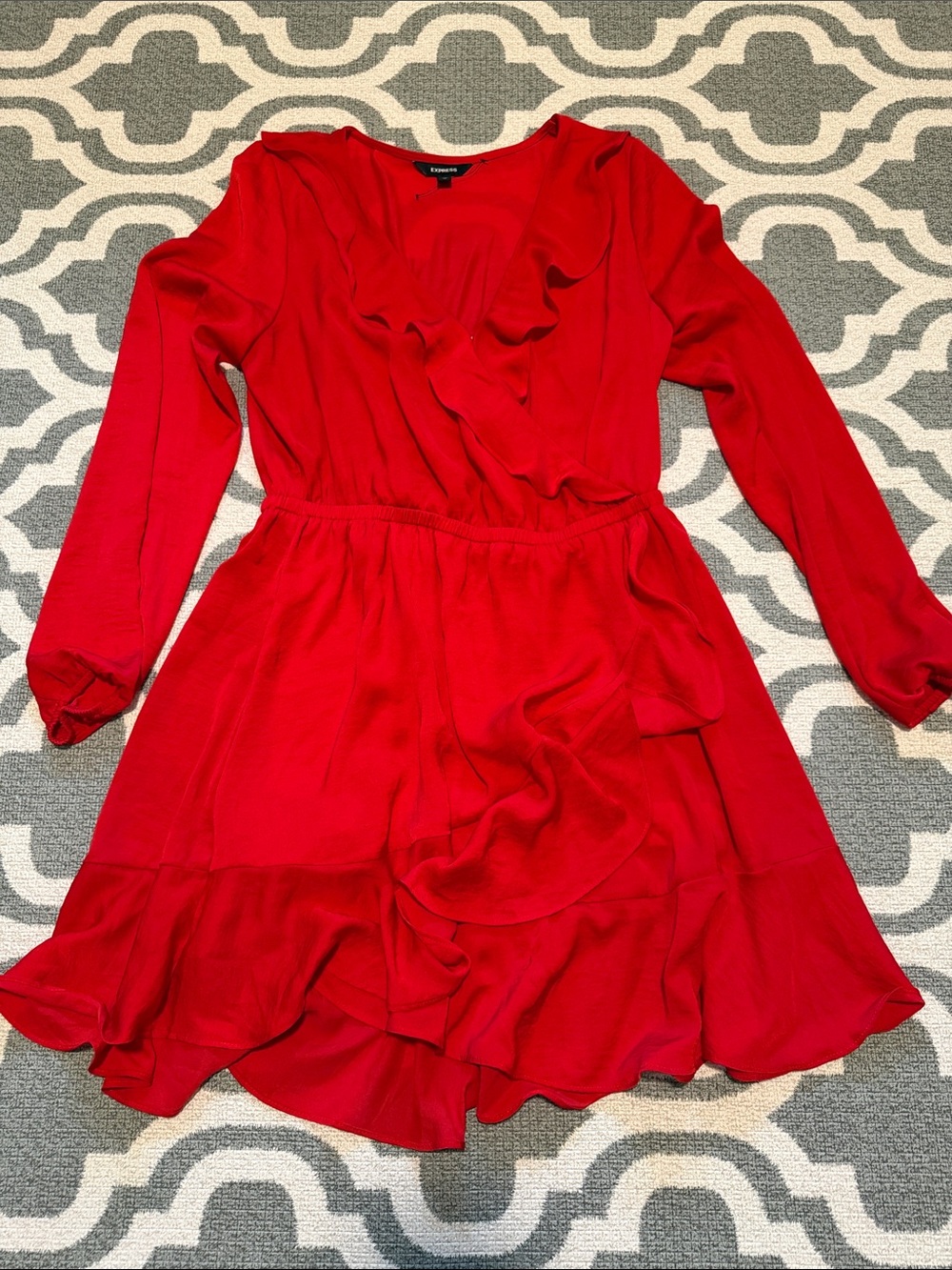 Express Women’s Medium Red Long Sleeve Ruffle dress